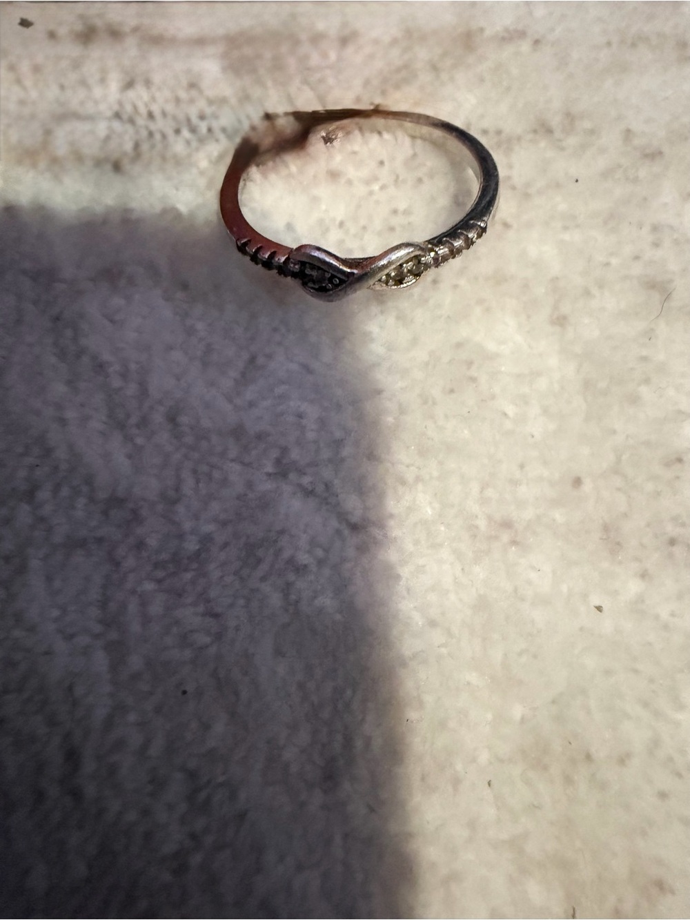 Silver-Tone Twisted Band Ring with Sparkling Accents - Women Jewelry